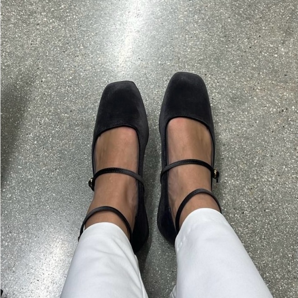 Zara Black Double Strap Flats